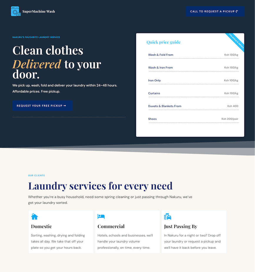 Onepage website for SuperMachine